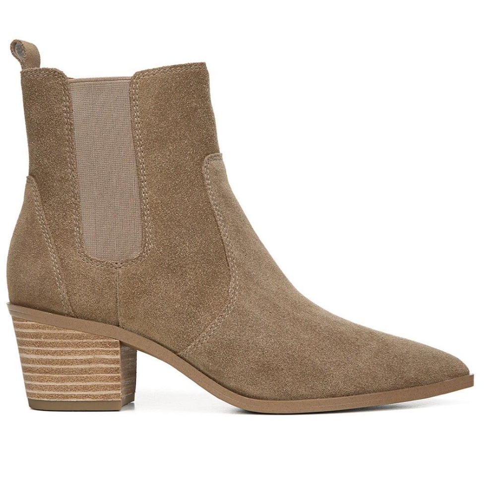 Franco Sarto Sager Tan Suede Leather Ankle Booties Womens Size Side Zip Boots 7M